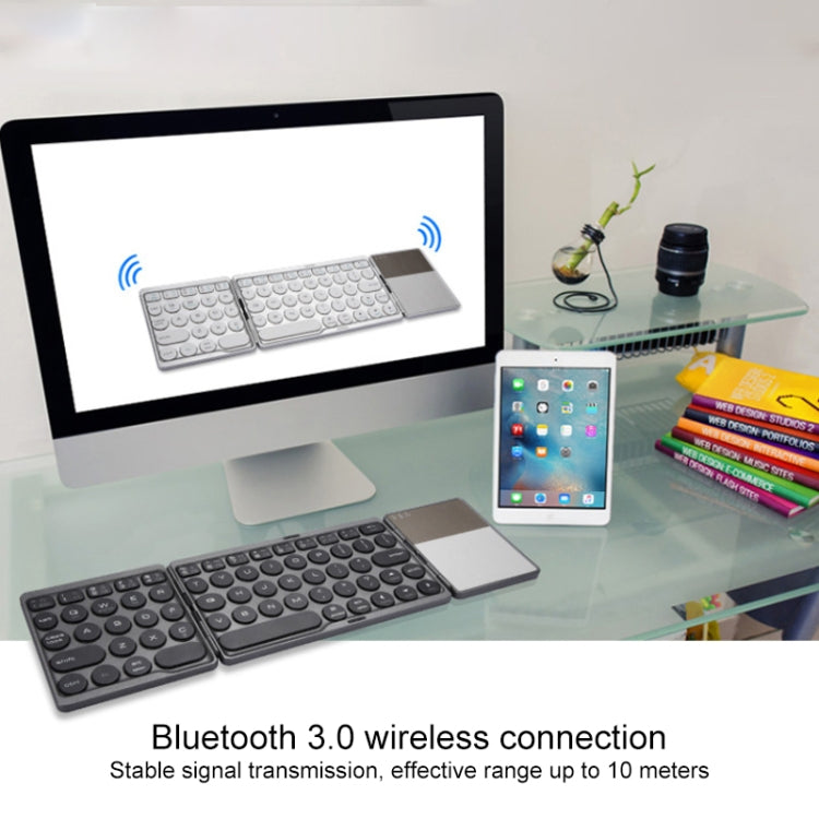 Lisslune | GK408 Triple rechargeable wireless Bluetooth keyboard with touchpad, supports Android / IOS / Windows (Black Gray)
