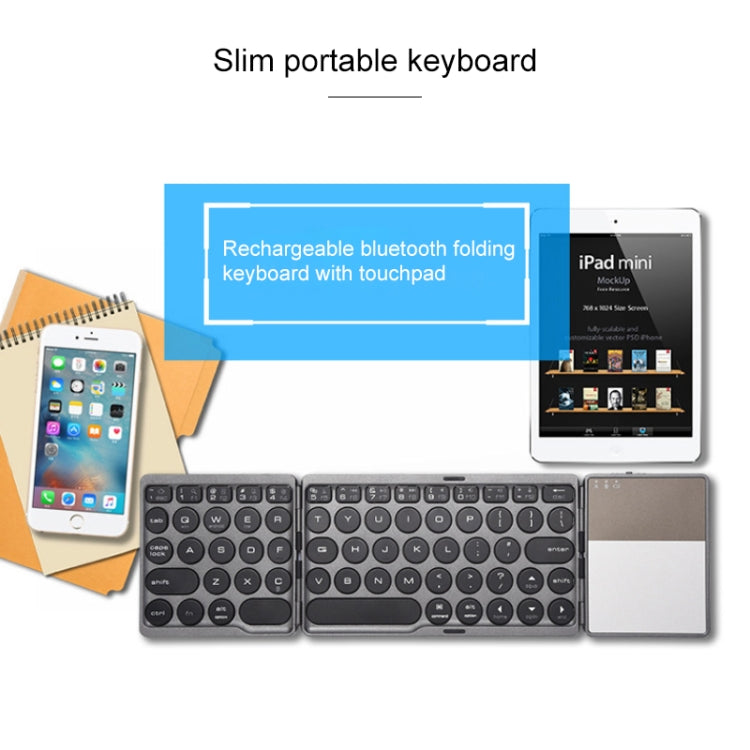 Lisslune | GK408 Triple Rechargeable Wireless Bluetooth Keyboard with Touchpad, Support for Android / IOS / Windows (Silver)