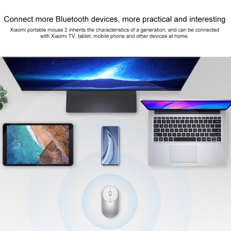 Lisslune | Original Xiaomi Portable Mouse 2 Optical Wireless Bluetooth 4.2 RF 2.4GHz 4000DPI Adjustable Dual-Mode Mouse (Silver)