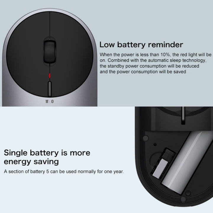Lisslune | Original Xiaomi Portable Mouse 2 Optical Wireless Bluetooth 4.2 RF 2.4GHz 4000DPI Adjustable Dual-Mode Mouse (Silver)