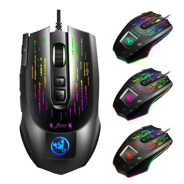 Lisslune | HXSJ J500 7 Keys RGB Programmable Screen Gaming Wired Mouse