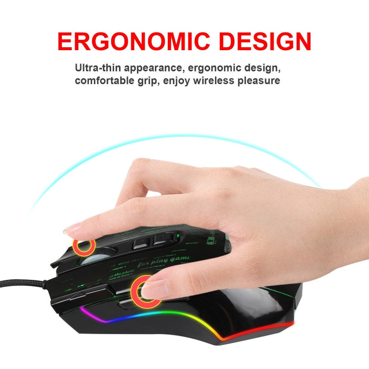 Lisslune | HXSJ J500 7 Keys RGB Programmable Screen Gaming Wired Mouse