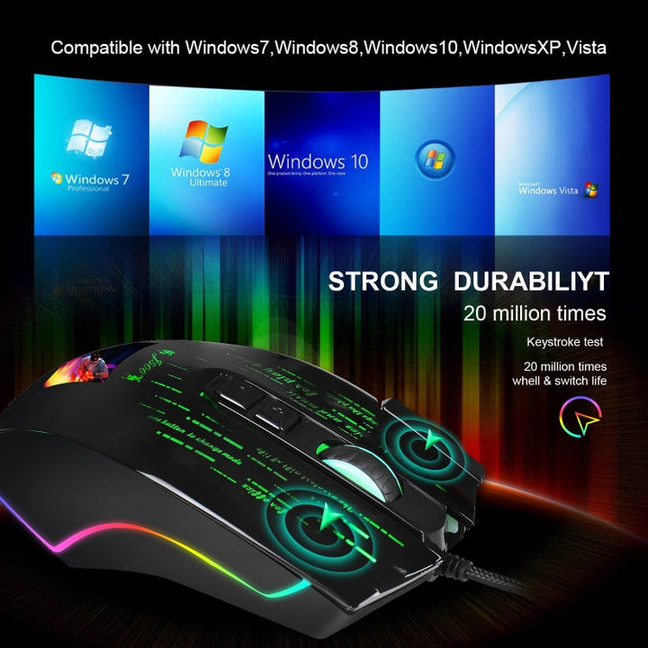Lisslune | HXSJ J500 7 Keys RGB Programmable Screen Gaming Wired Mouse