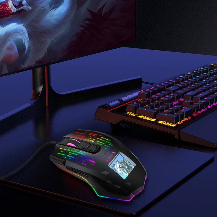 Lisslune | HXSJ J500 7 Keys RGB Programmable Screen Gaming Wired Mouse