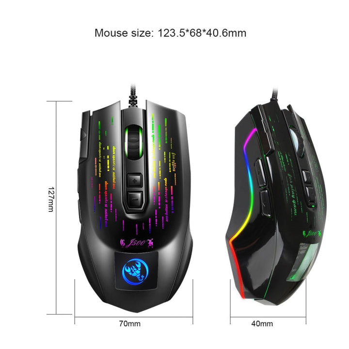Lisslune | HXSJ J500 7 Keys RGB Programmable Screen Gaming Wired Mouse