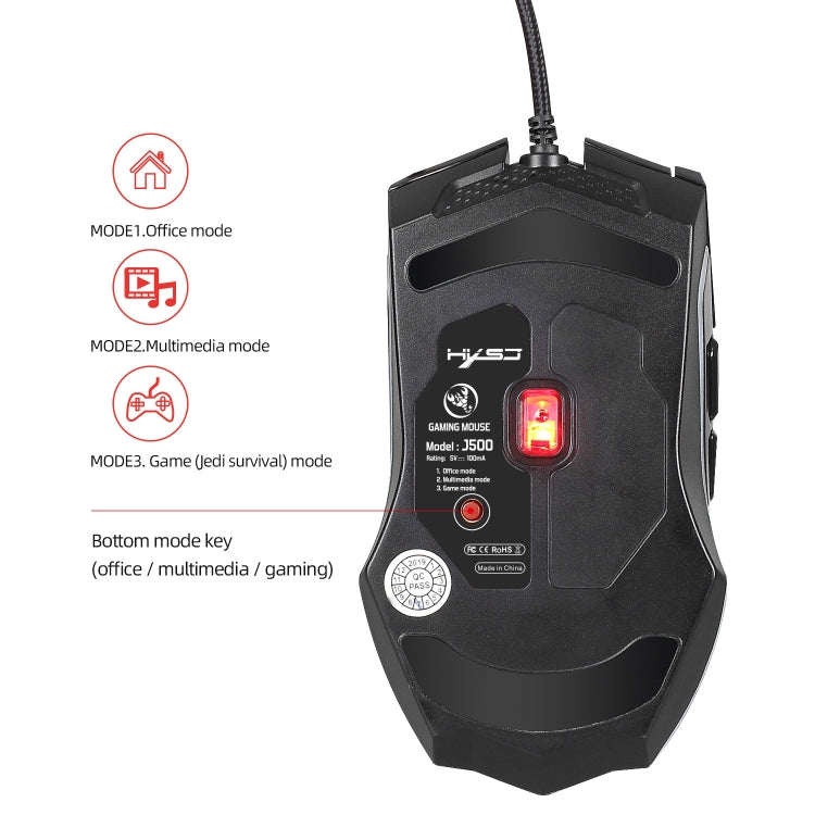 Lisslune | HXSJ J500 7 Keys RGB Programmable Screen Gaming Wired Mouse