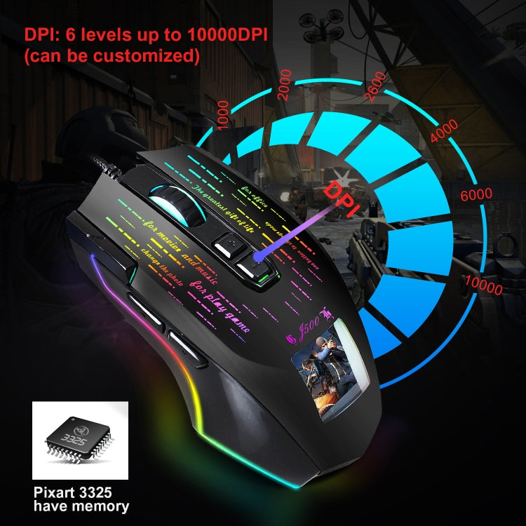 Lisslune | HXSJ J500 7 Keys RGB Programmable Screen Gaming Wired Mouse