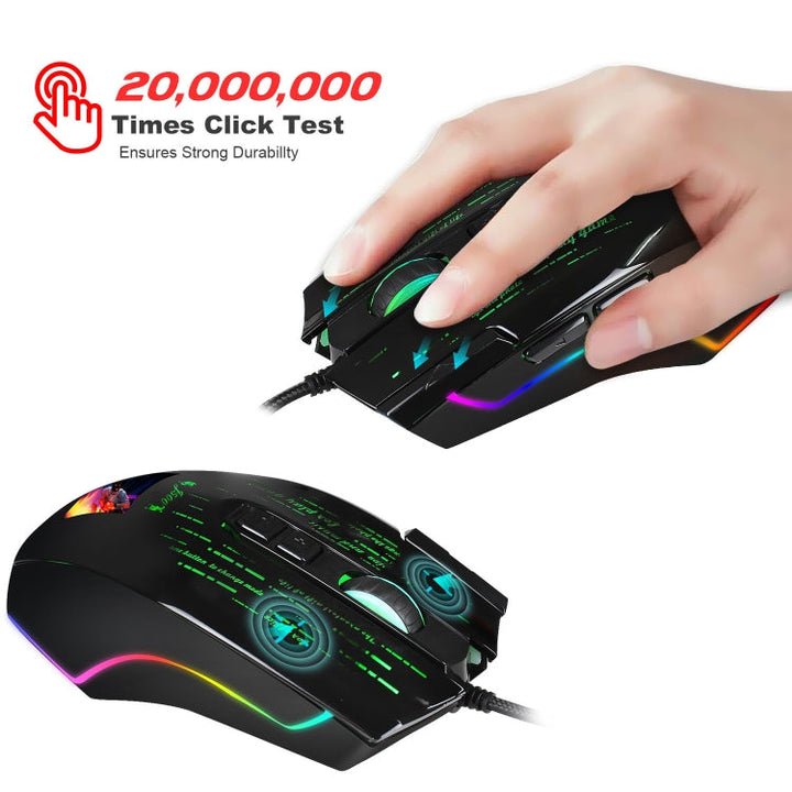 Lisslune | HXSJ J500 7 Keys RGB Programmable Screen Gaming Wired Mouse