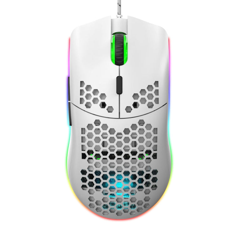 Lisslune | HXSJ J900 6 Buttons RGB Lighting Programmable Gaming Wired Mouse (White)