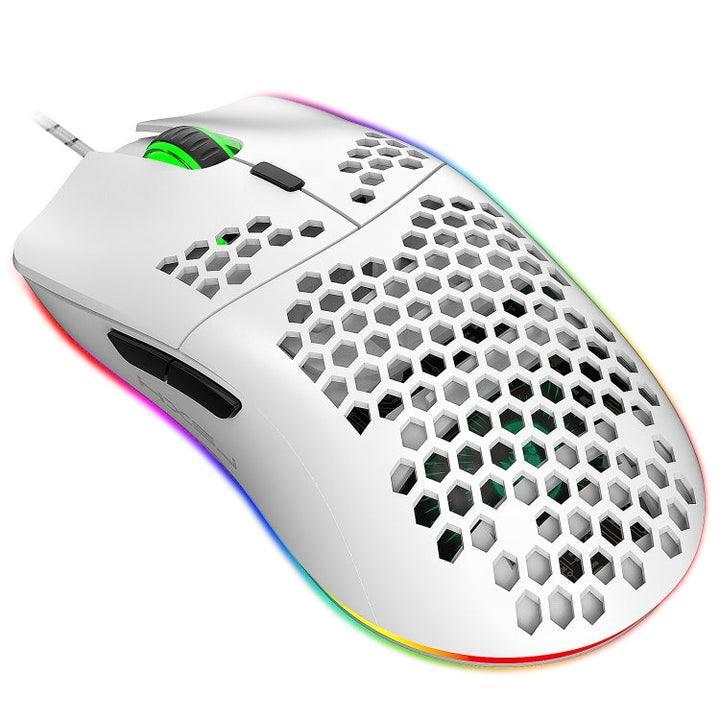 Lisslune | HXSJ J900 6 Buttons RGB Lighting Programmable Gaming Wired Mouse (White)