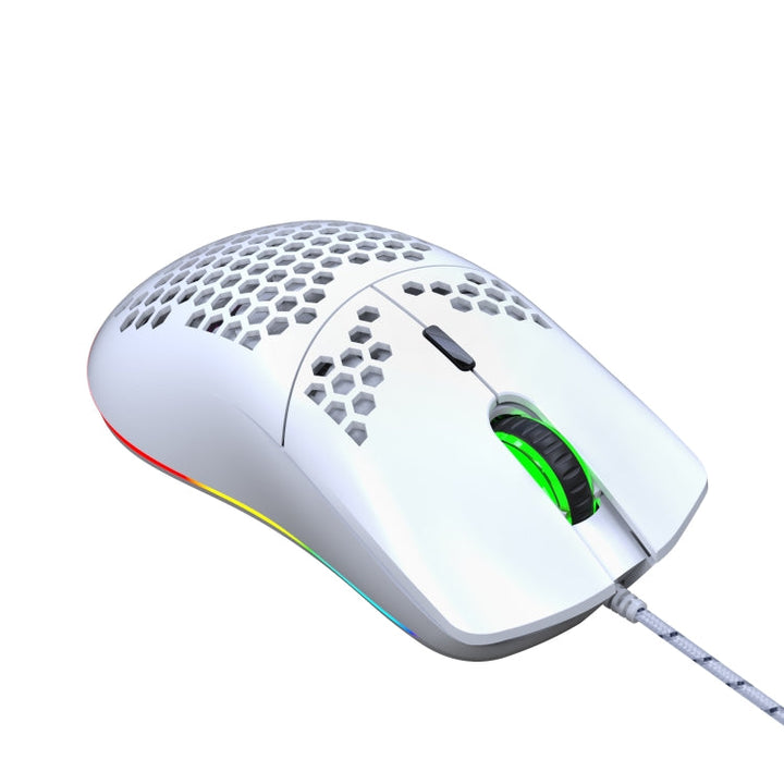Lisslune | HXSJ J900 6 Buttons RGB Lighting Programmable Gaming Wired Mouse (White)