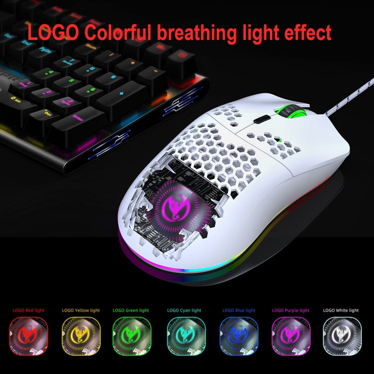 Lisslune | HXSJ J900 6 Buttons RGB Lighting Programmable Gaming Wired Mouse (White)