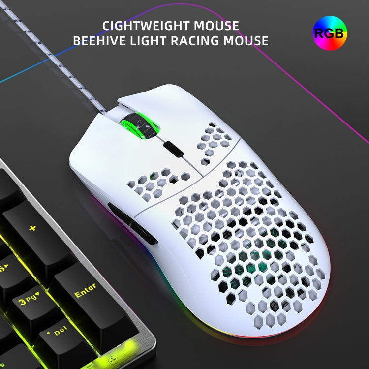 Lisslune | HXSJ J900 6 Buttons RGB Lighting Programmable Gaming Wired Mouse (White)