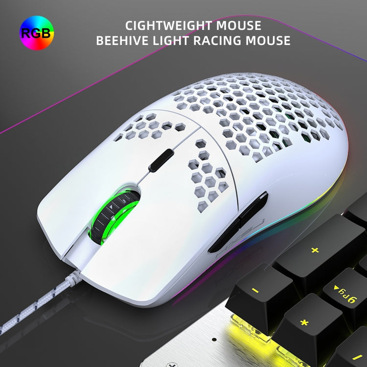 Lisslune | HXSJ J900 6 Buttons RGB Lighting Programmable Gaming Wired Mouse (White)