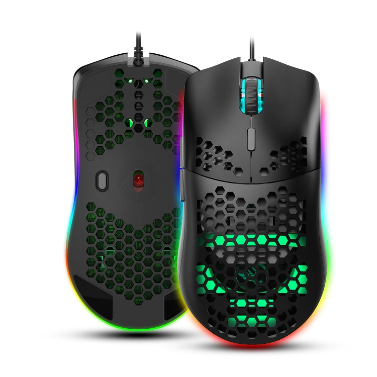 Lisslune | HXSJ J900 6 Button RGB Lighting Programmable Gaming Wired Mouse (Black)