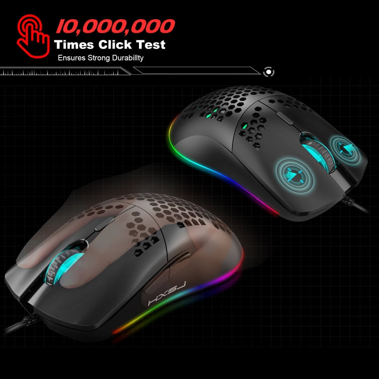 Lisslune | HXSJ J900 6 Button RGB Lighting Programmable Gaming Wired Mouse (Black)