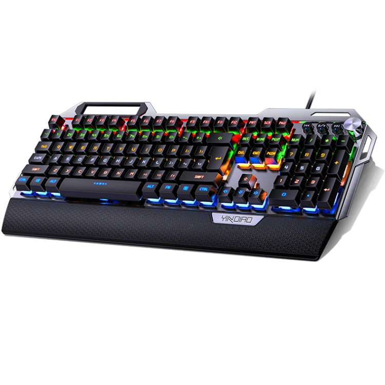 Lisslune | YINDIAO K100 USB Metal Mechanical Gaming Cable Keyboard, Mixed Light Blue Shaft (Black)