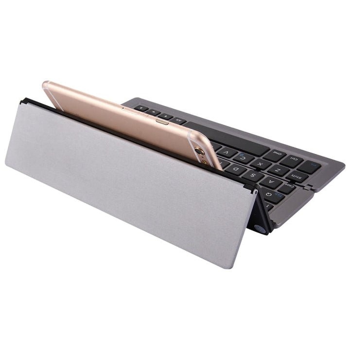 Lisslune | F18 Ultra-slim Rechargeable Folding 58 Key Bluetooth Wireless Keyboard with Holder (Gray)