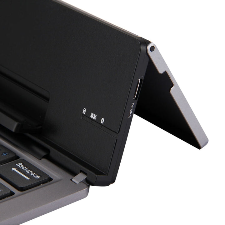 Lisslune | F18 Ultra-slim Rechargeable Folding 58 Key Bluetooth Wireless Keyboard with Holder (Gray)
