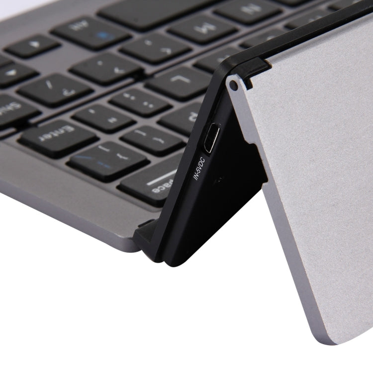 Lisslune | F18 Ultra-slim Rechargeable Folding 58 Key Bluetooth Wireless Keyboard with Holder (Gray)