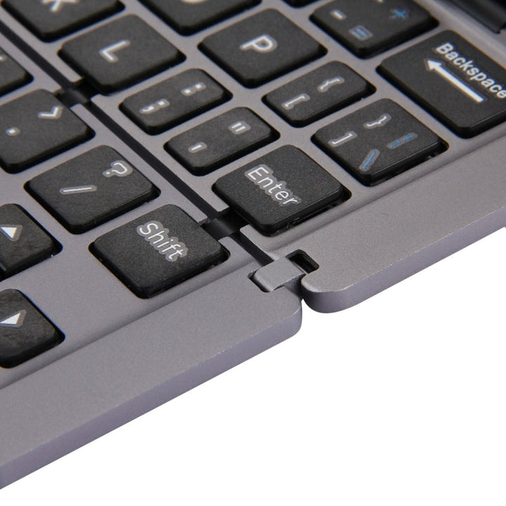 Lisslune | F18 Ultra-slim Rechargeable Folding 58 Key Bluetooth Wireless Keyboard with Holder (Gray)