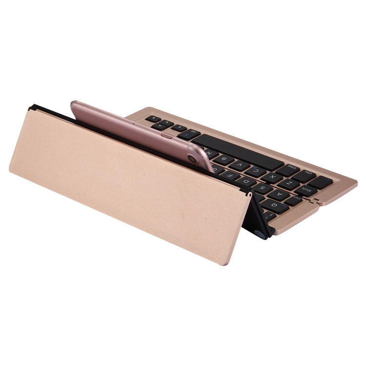 Lisslune | F18 Ultra-slim Rechargeable Portable 58 Keys Bluetooth Wireless Keyboard with Holder (Gold)