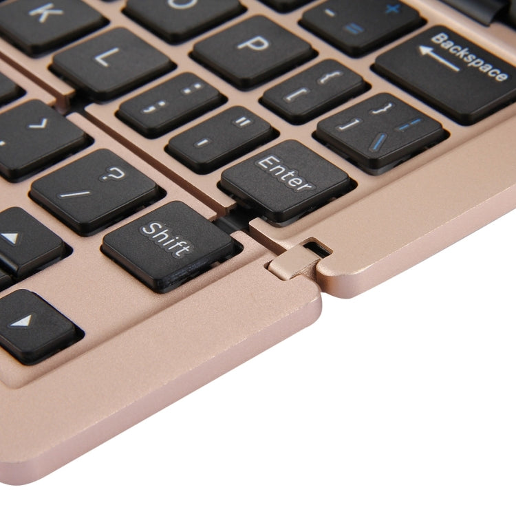Lisslune | F18 Ultra-slim Rechargeable Portable 58 Keys Bluetooth Wireless Keyboard with Holder (Gold)