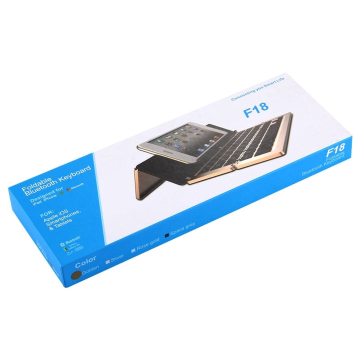 Lisslune | F18 Ultra-slim Rechargeable Portable 58 Keys Bluetooth Wireless Keyboard with Holder (Gold)