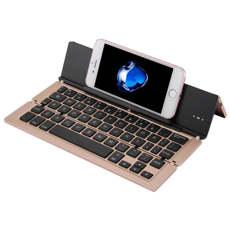 Lisslune | F18 Ultra-slim Rechargeable Portable 58 Key Bluetooth Wireless Keyboard with Holder (Gold)