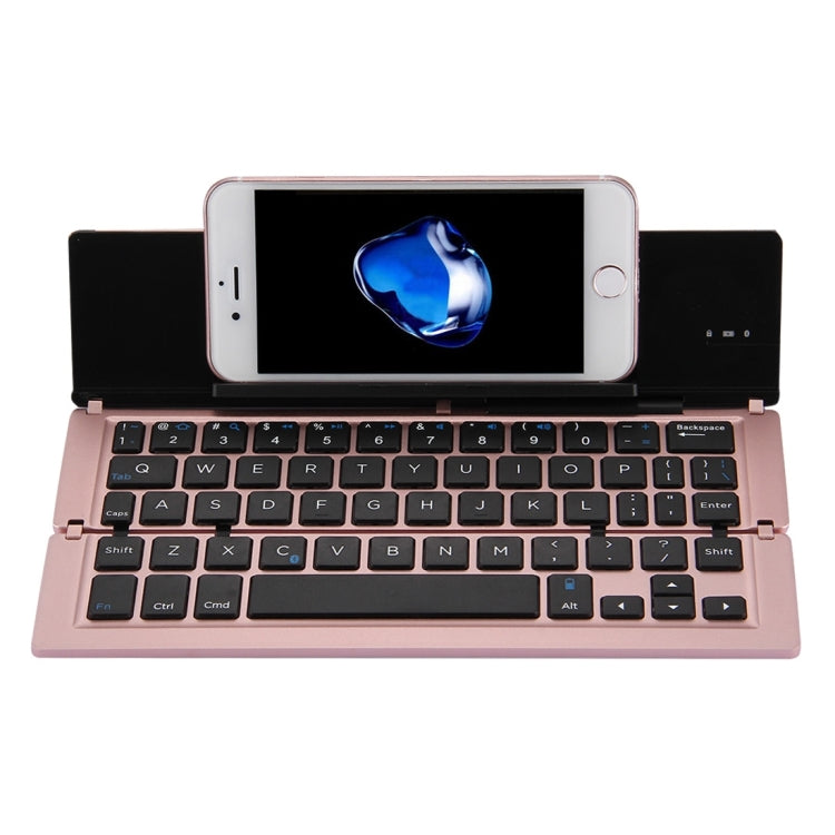Lisslune | F18 Ultra-slim Rechargeable Foldable 58-Key Bluetooth Wireless Keyboard with Holder (Rose Gold)