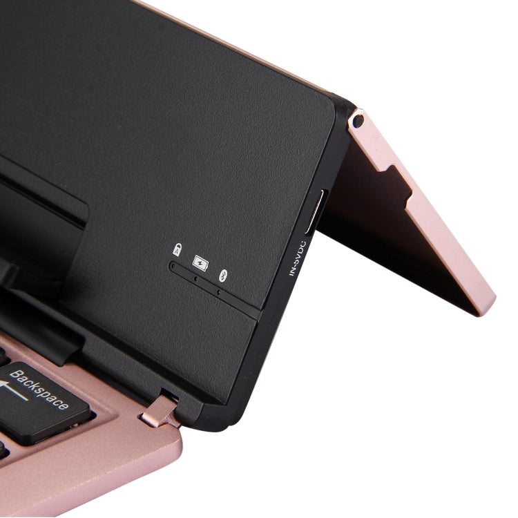 Lisslune | F18 Ultra-slim Rechargeable Foldable 58-Key Bluetooth Wireless Keyboard with Holder (Rose Gold)