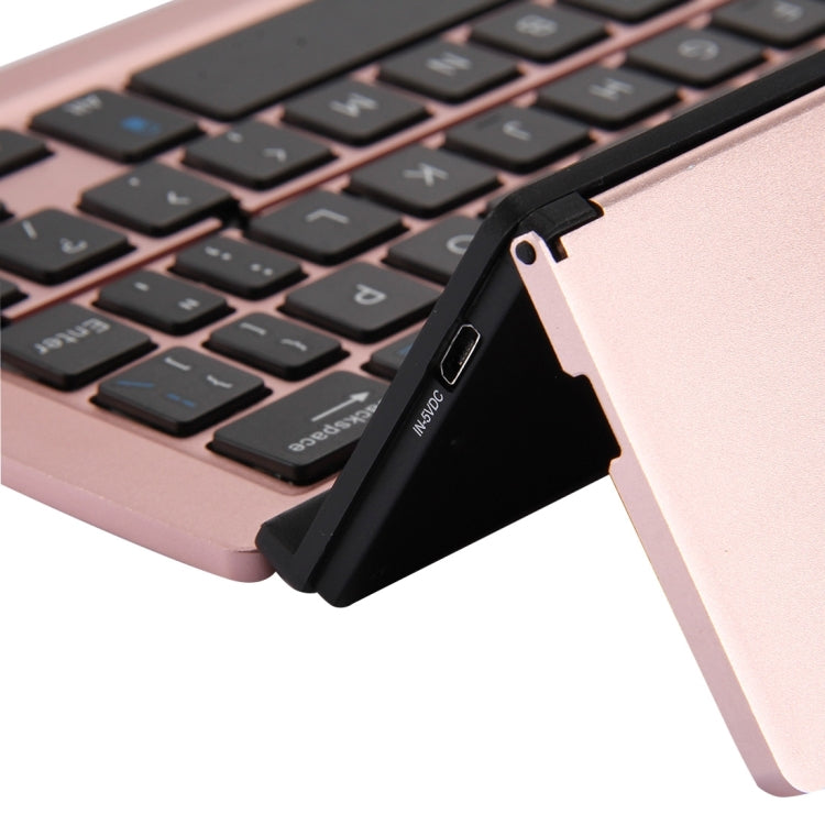 Lisslune | F18 Ultra-slim Rechargeable Foldable 58-Key Bluetooth Wireless Keyboard with Holder (Rose Gold)