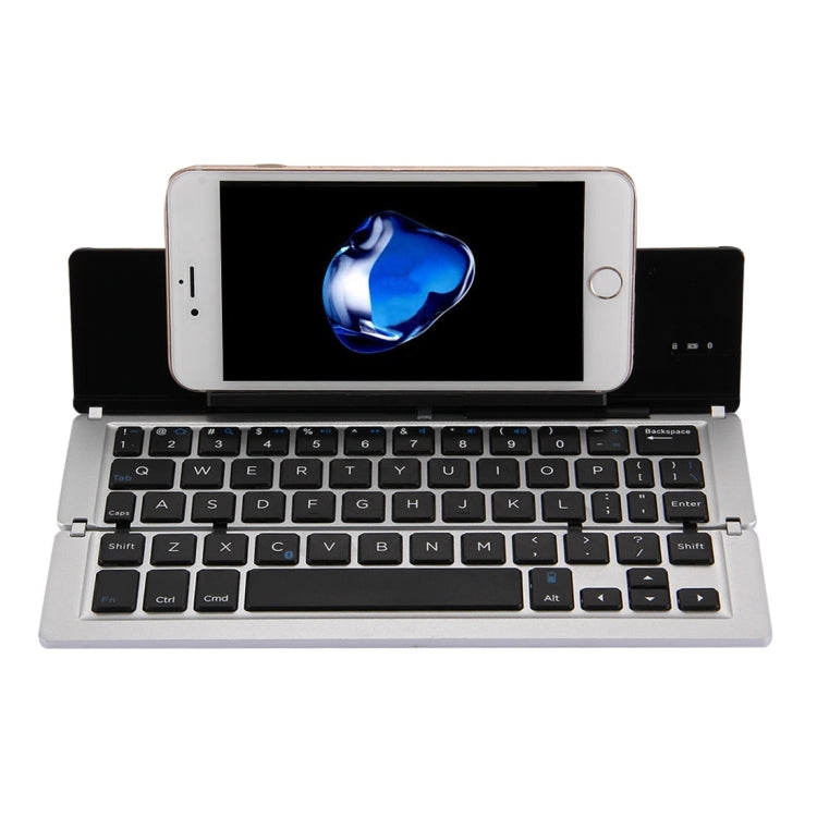 Lisslune | F18 Ultra-slim Rechargeable Foldable 58-Key Bluetooth Wireless Keyboard with Holder (Silver)