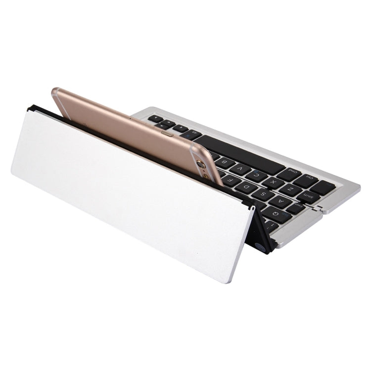 Lisslune | F18 Ultra-slim Rechargeable Foldable 58-Key Bluetooth Wireless Keyboard with Holder (Silver)