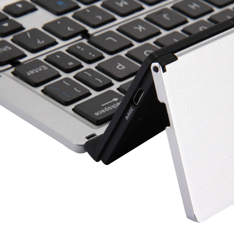 Lisslune | F18 Ultra-slim Rechargeable Foldable 58-Key Bluetooth Wireless Keyboard with Holder (Silver)