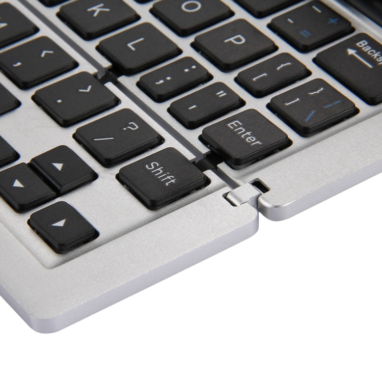 Lisslune | F18 Ultra-slim Rechargeable Foldable 58-Key Bluetooth Wireless Keyboard with Holder (Silver)