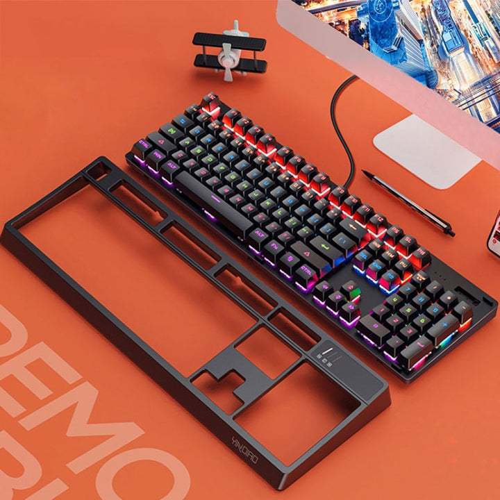 Lisslune | YINDIAO K300 USB detachable panel mechanical light blue shaft gaming wired keyboard (black)