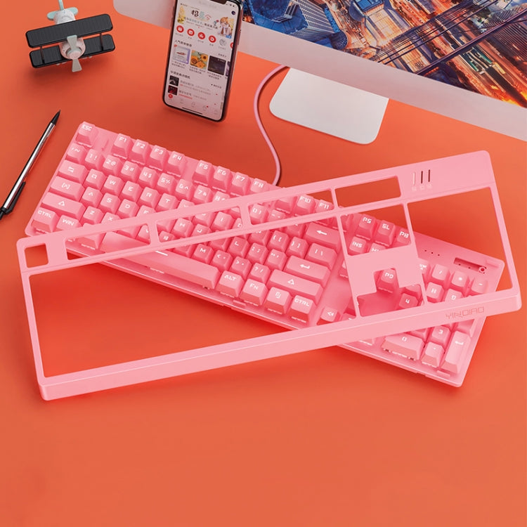Lisslune | YINDIAO K300 USB detachable panel mechanical lighting blue axis gaming wired keyboard (pink)