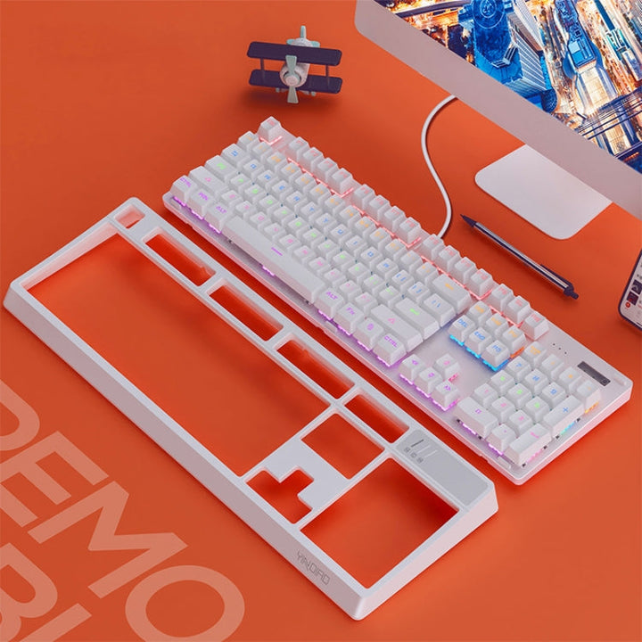 Lisslune | YINDIAO K300 USB detachable panel mechanical lighting blue wave gaming wired keyboard (white)