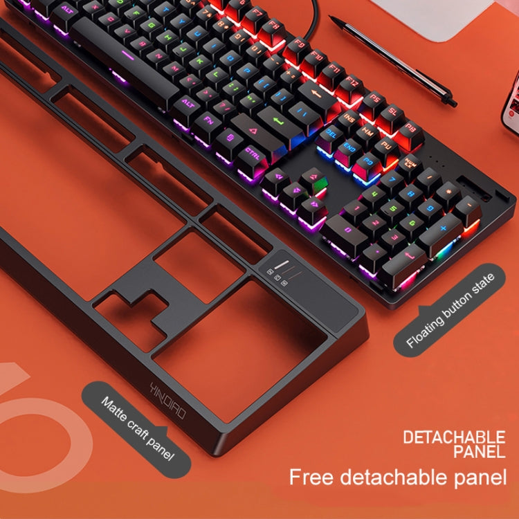 Lisslune | YINDIAO K300 USB detachable panel mechanical lighting blue wave gaming wired keyboard (white)