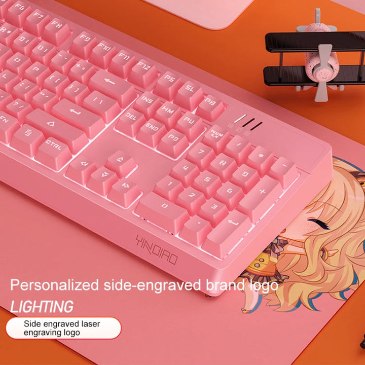 Lisslune | YINDIAO K300 USB detachable panel mechanical lighting blue wave gaming wired keyboard (white)