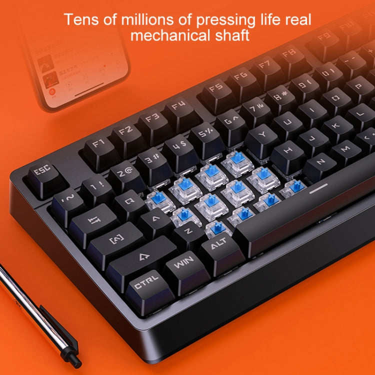 Lisslune | YINDIAO K300 USB detachable panel mechanical light blue shaft gaming wired keyboard (black)