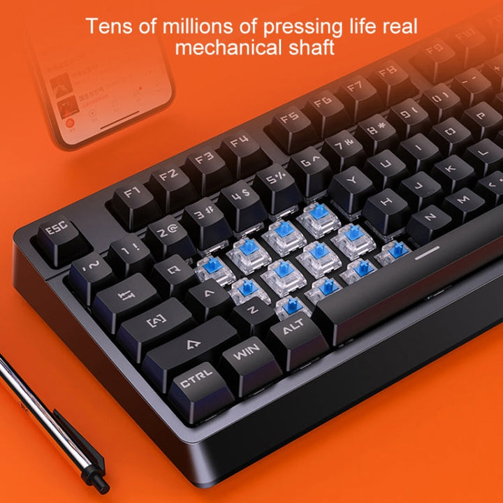 Lisslune | YINDIAO K300 USB detachable panel mechanical light blue shaft gaming wired keyboard (black)