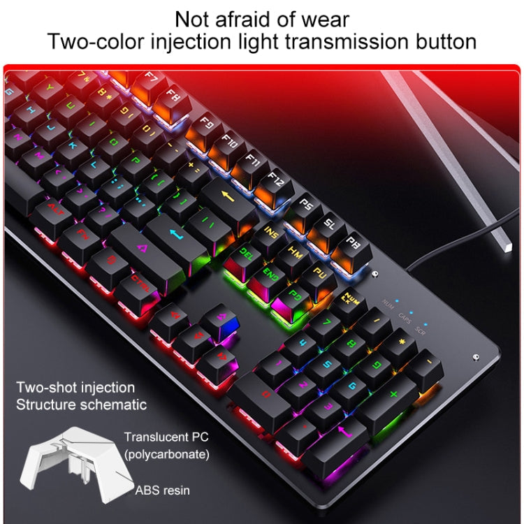 Lisslune | YINDIAO ZK-3 USB Mechanical Gaming Wired Keyboard, Blue Switch (White)