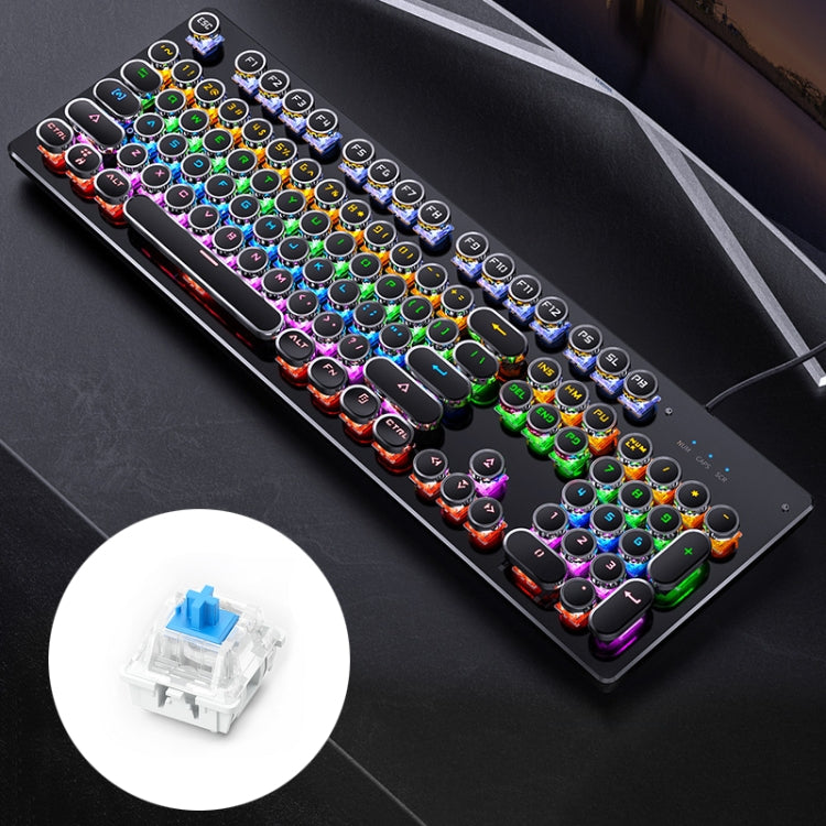 Lisslune | YINDIAO Electroplating Punk Mixed Light USB Mechanical Gaming Wired Keyboard, Blue Switch (Black)