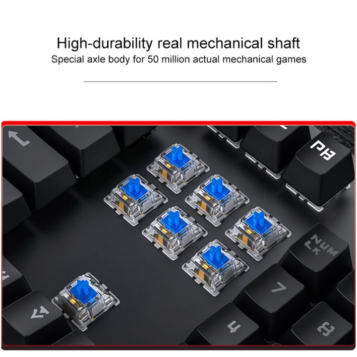 Lisslune | YINDIAO Electroplating Punk Mixed Light USB Mechanical Gaming Wired Keyboard, Blue Switch (White)