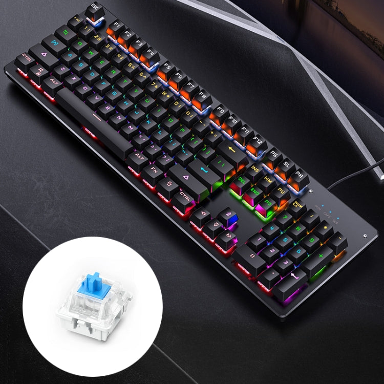 Lisslune | YINDIAO Classic Square Key Mix Light USB Mechanical Gaming Wired Keyboard, Blue Switch (Black)