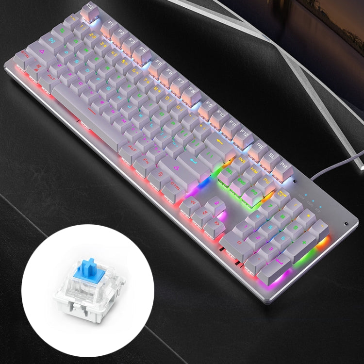 Lisslune | YINDIAO Classic Square Key Mixed Light USB Mechanical Gaming Wired Keyboard, Blue Shaft (White)