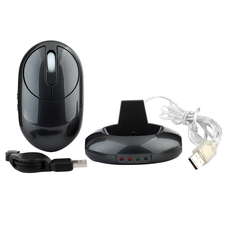 Lisslune | MZ-012 2.4G 1200 DPI Wireless Rechargeable Optical Mouse with 3 Ports USB HUB / Charging Dock (Gray)