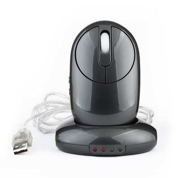 Lisslune | MZ-012 2.4G 1200 DPI Wireless Rechargeable Optical Mouse with 3 Ports USB HUB / Charging Dock (Gray)